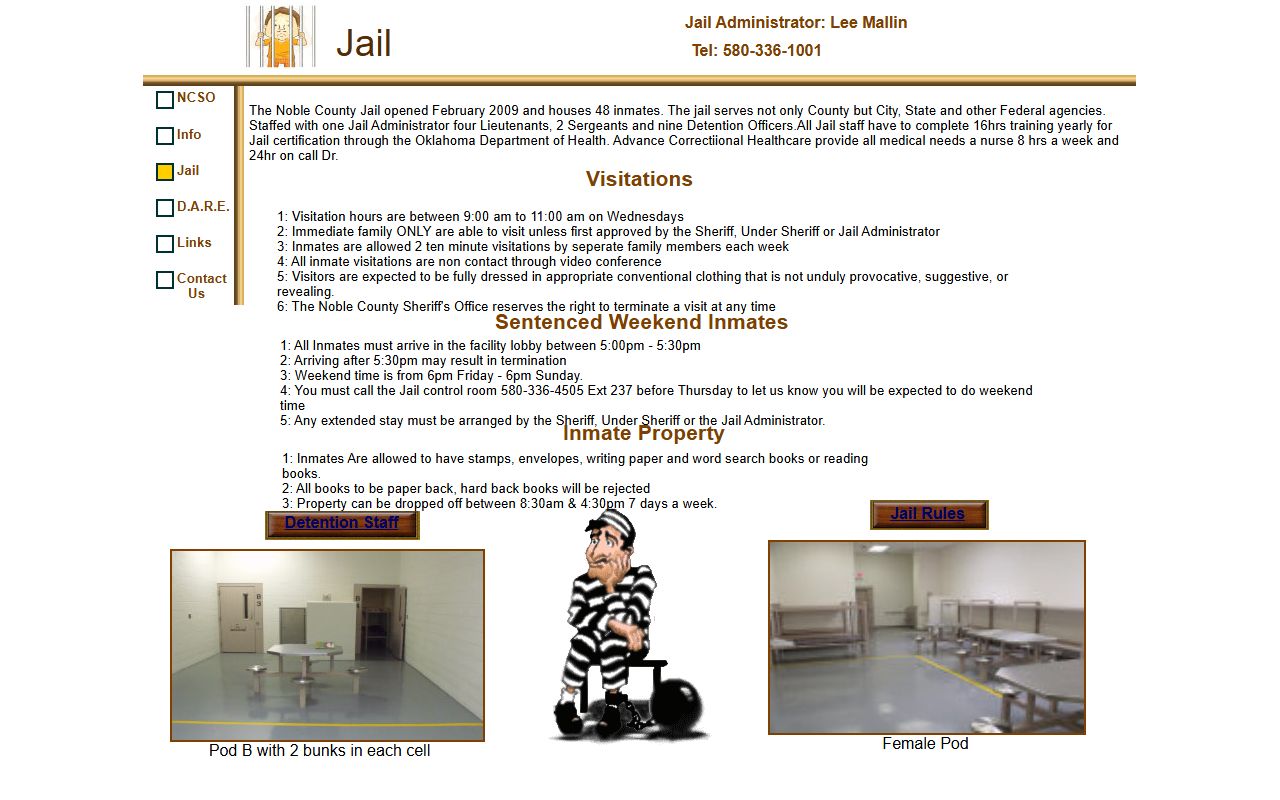 Noble County Jail capacity and facility details